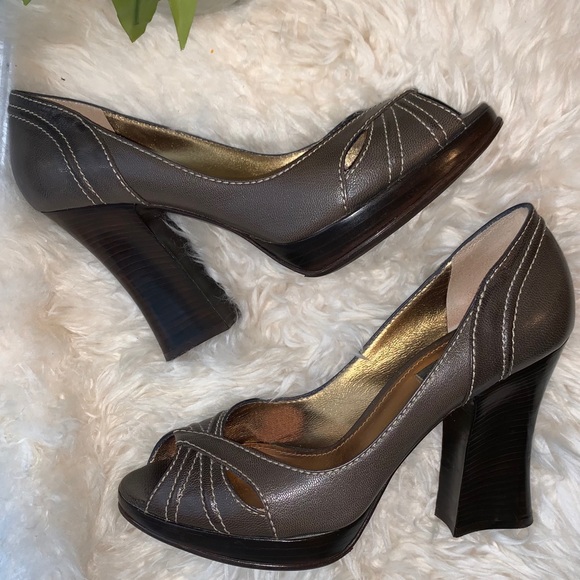 Dolce & Gabbana Shoes - Dolce & Gabanna Gray Capra Peep Toe Chunky Heels